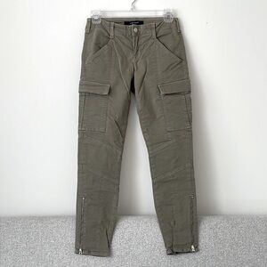 J Brand Skinny Cargo Cropped Houlihan Size 24 Green/Grey Wash with Ankle Zip